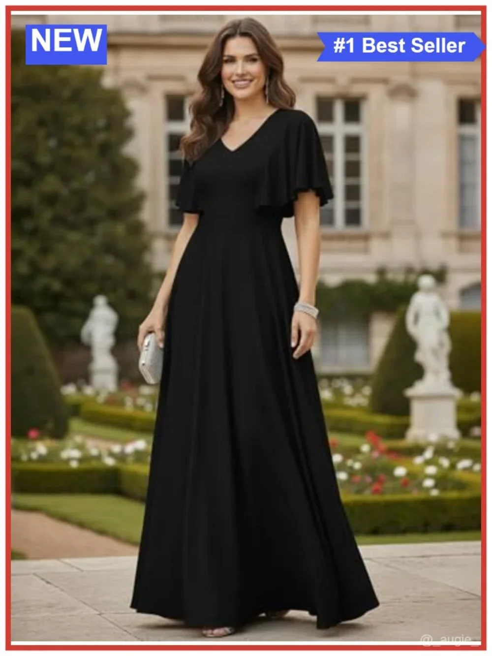 Plus Size A-line Maxi Dress Short Sleeve Chiffon Formal